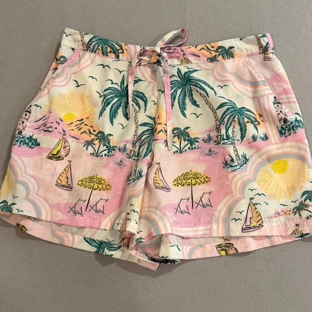 Cynthia Rowley Sleepwear Tropical Beach Print Sleep Shorts Women’s small Pink